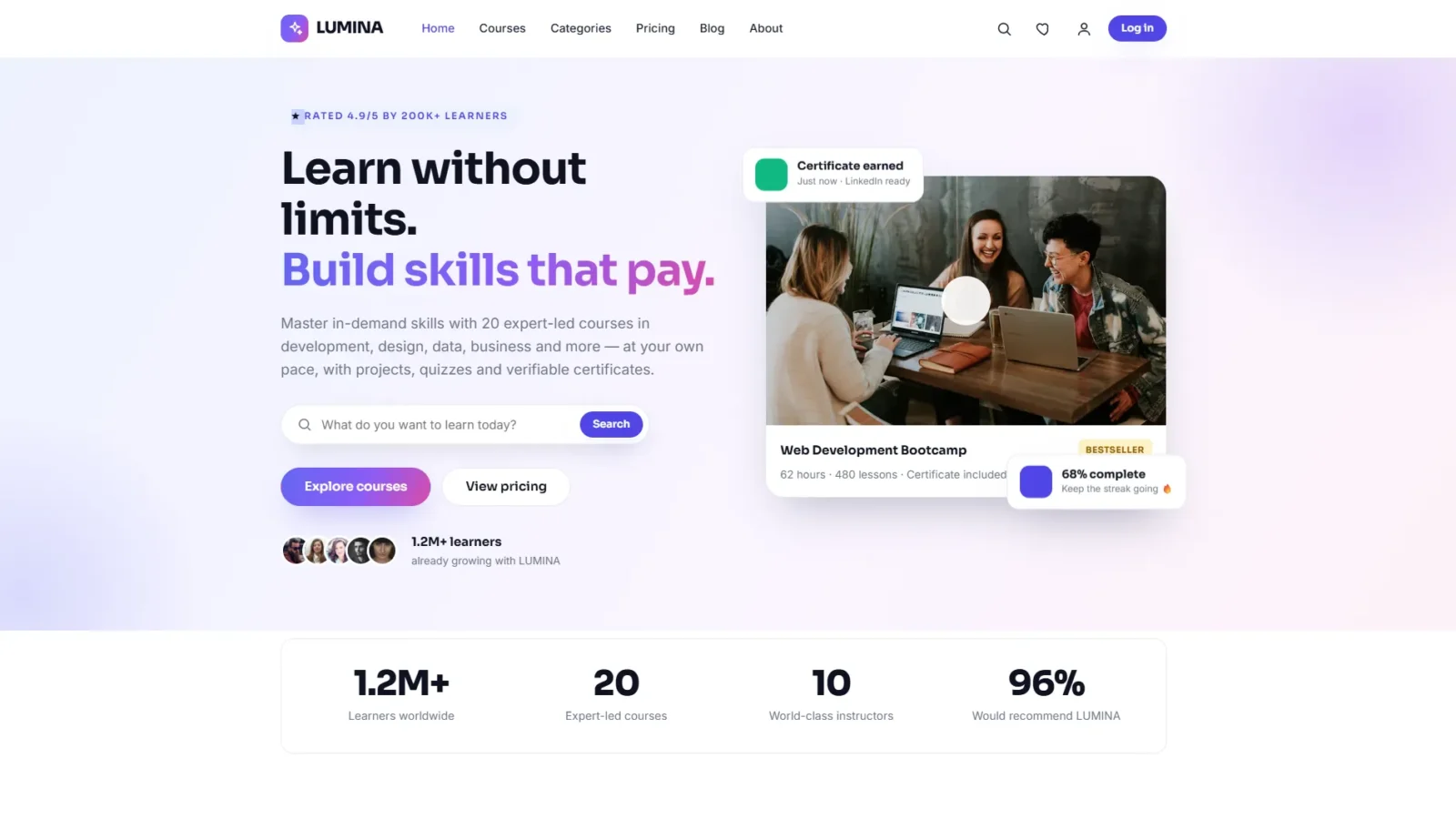 Best Training Website Framework: Design Demo – Vionex