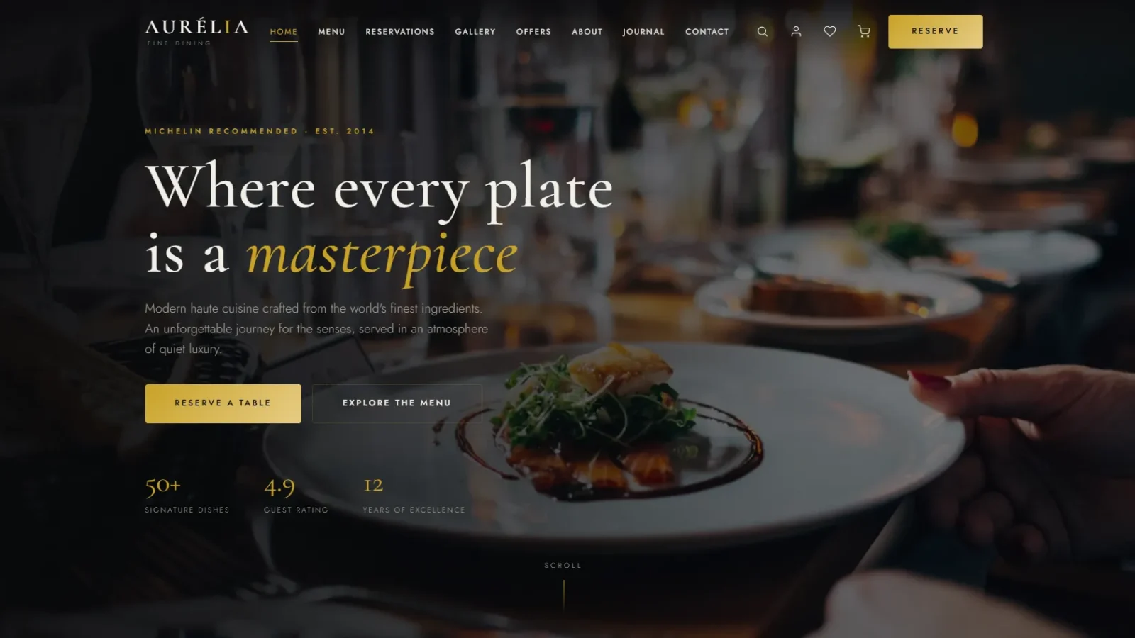 Aurelia – Luxury Restaurant Website Demo