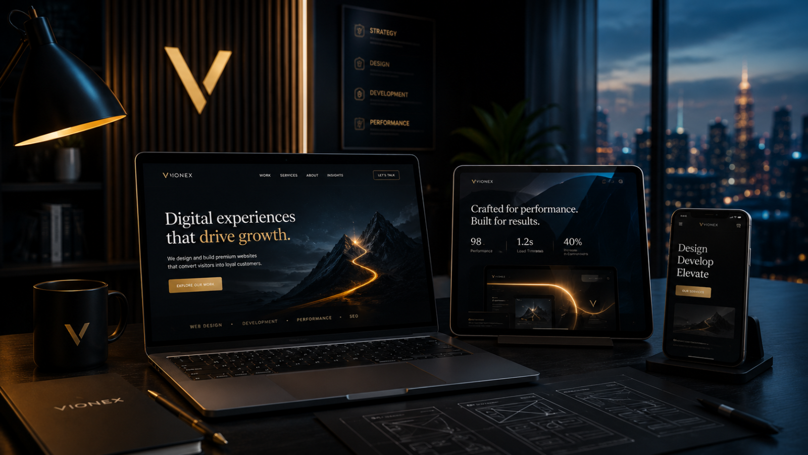 Professional premium web design displayed beside a basic website template, highlighting improved user experience and higher conversions.