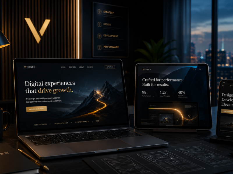 Professional premium web design displayed beside a basic website template, highlighting improved user experience and higher conversions.