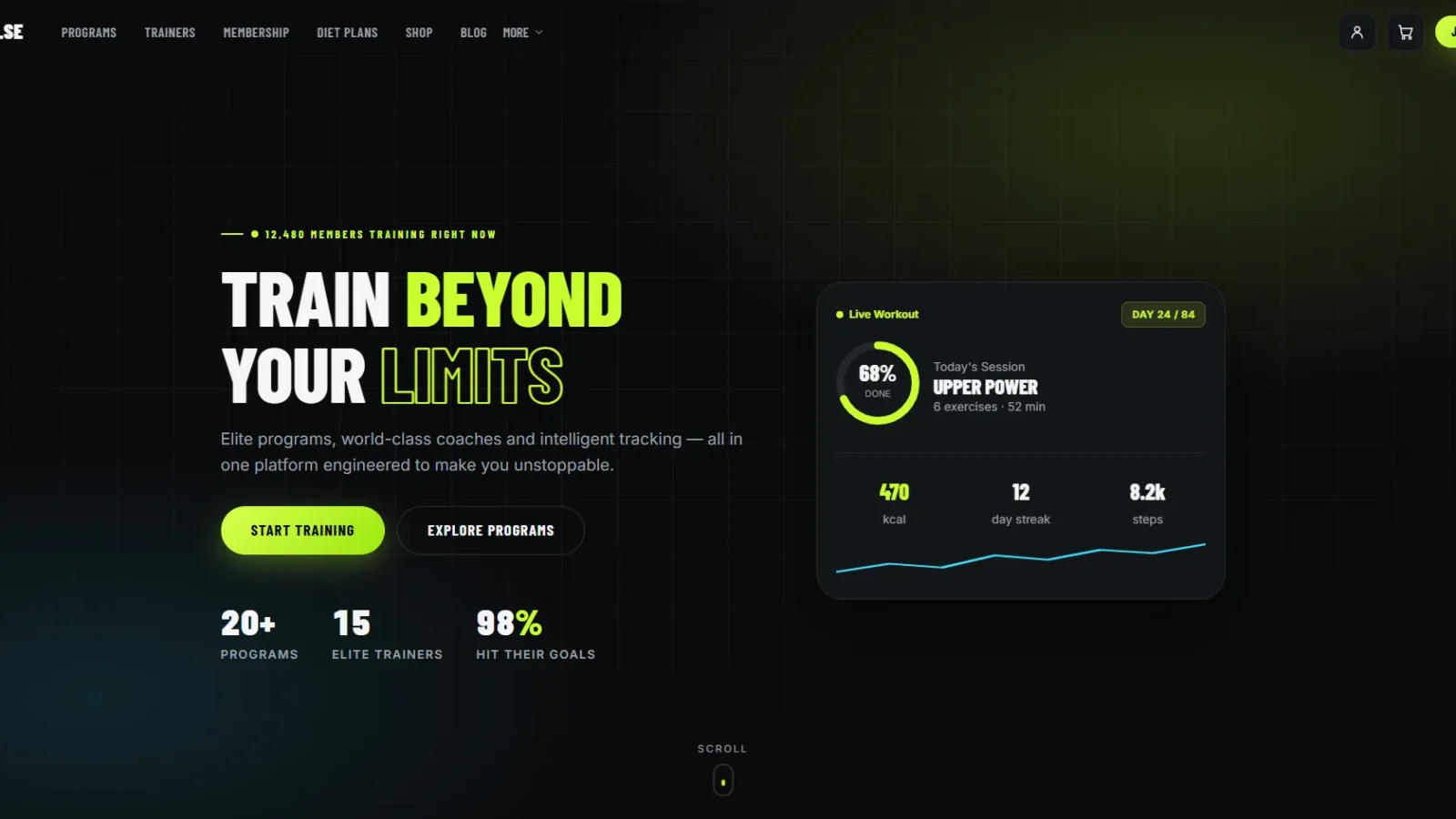 Elite Gym & Fitness Website Design: Pulse Demo | Vionex