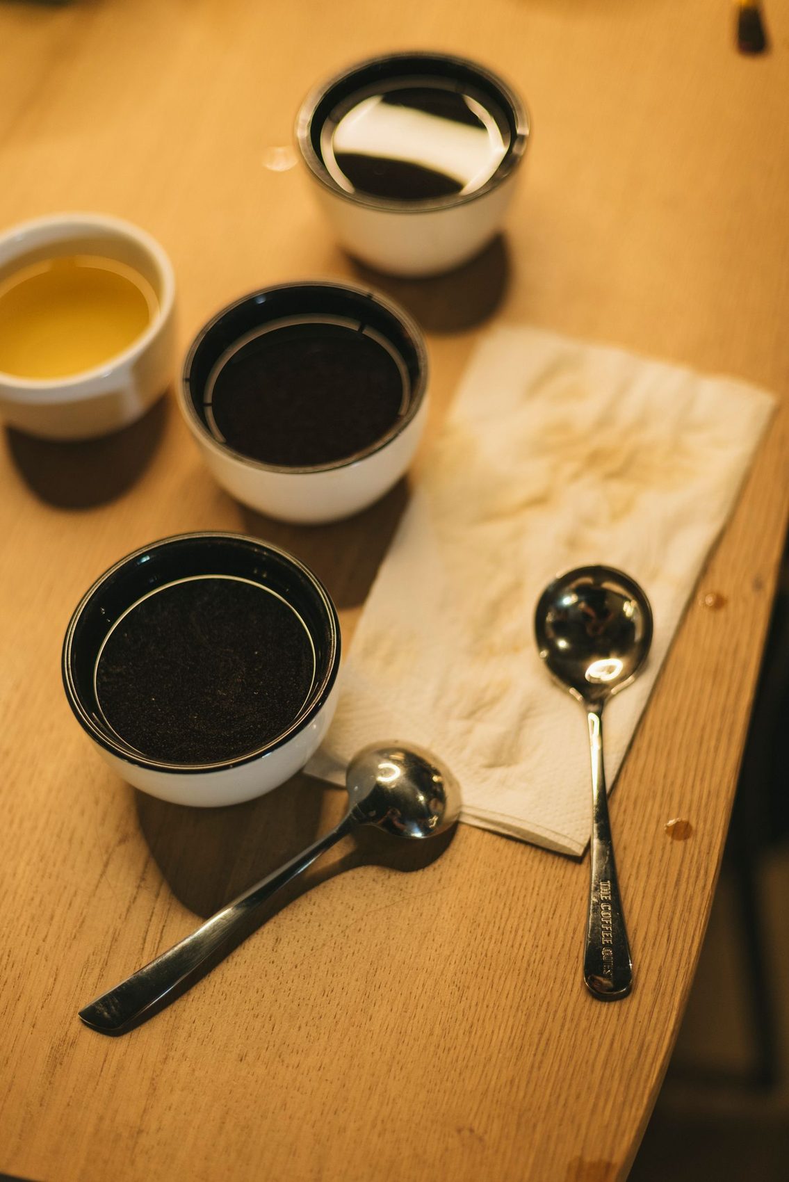 Coffee cupping setup
