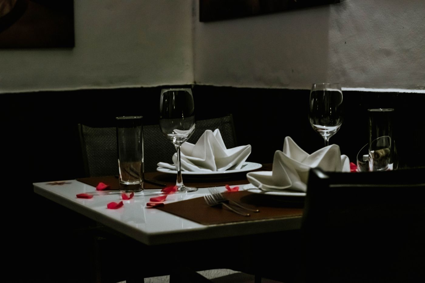 An intimate table set for two at the estate