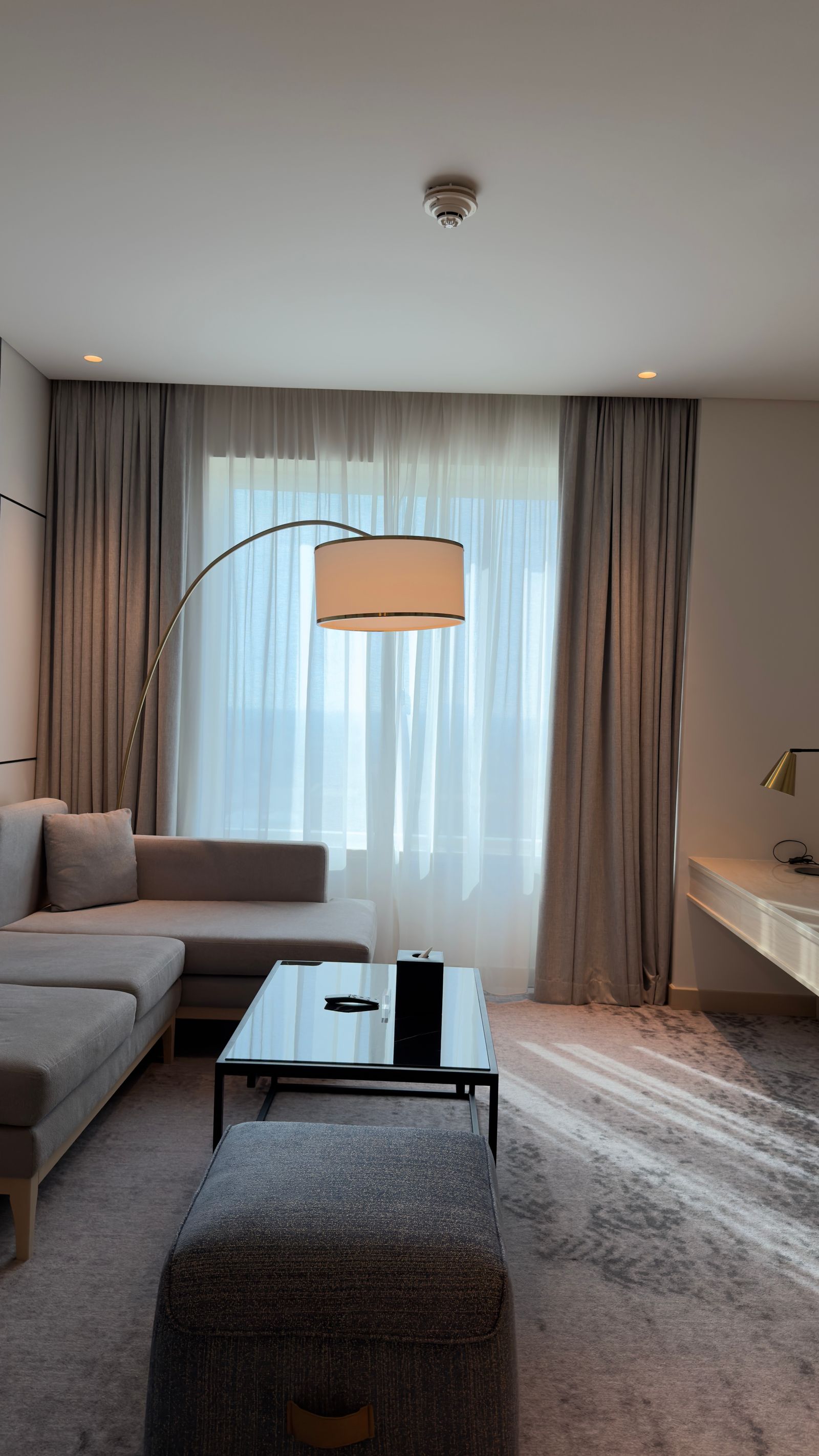 A softly lit lounge inside the country club hotel