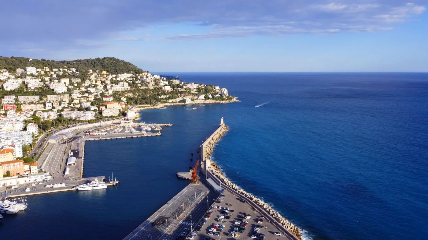 The Nice coastline with the Baie des Anges below