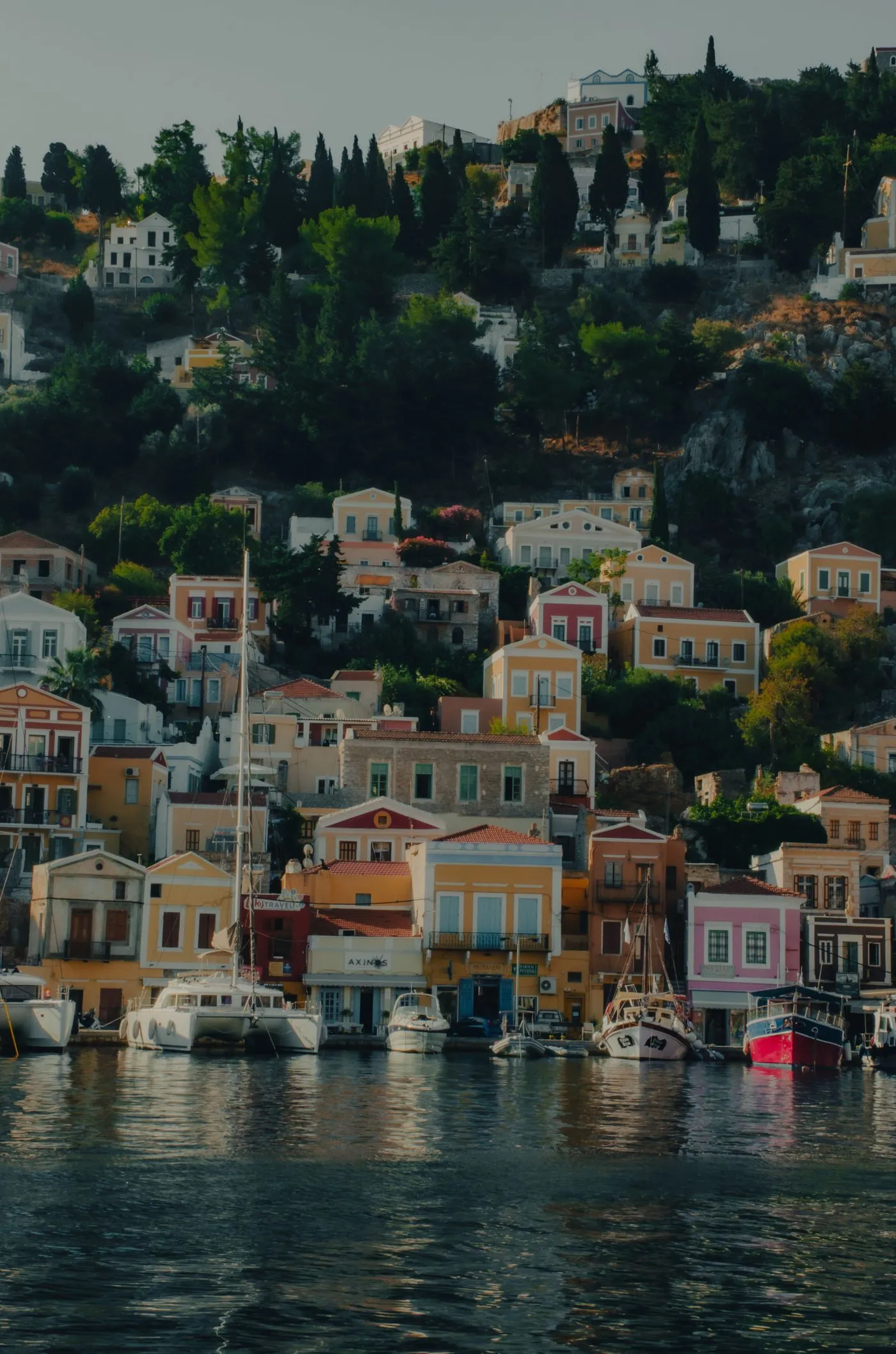 Whitewashed harbour village