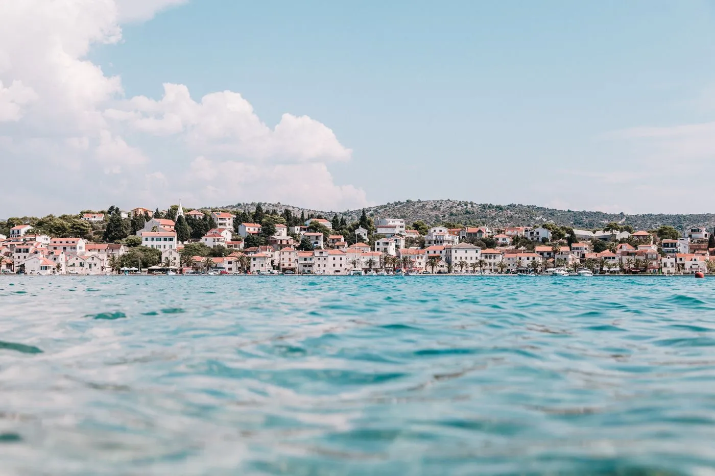 Panorama of a Croatian coastal town and its harbour