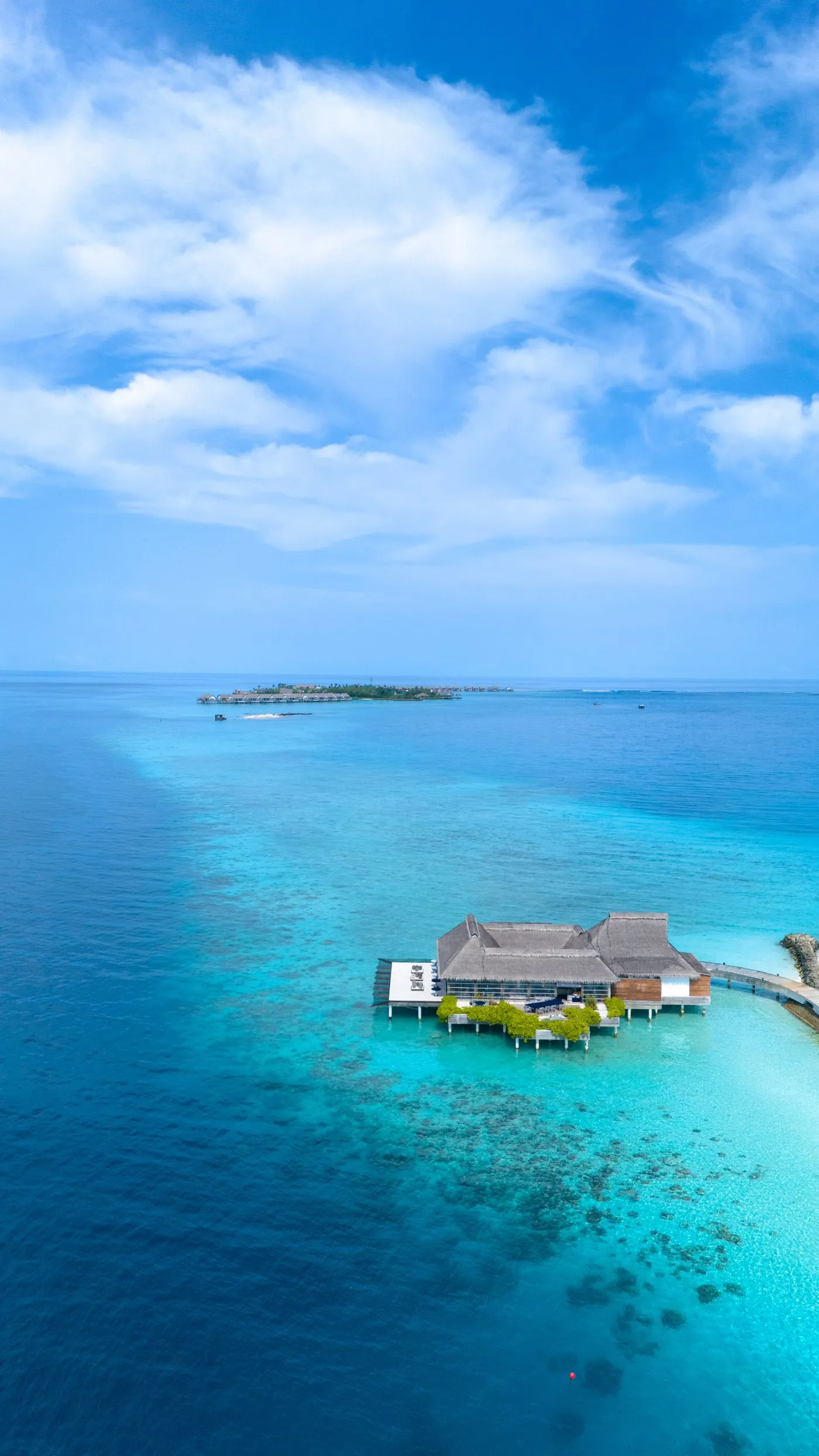 An overwater resort from the air