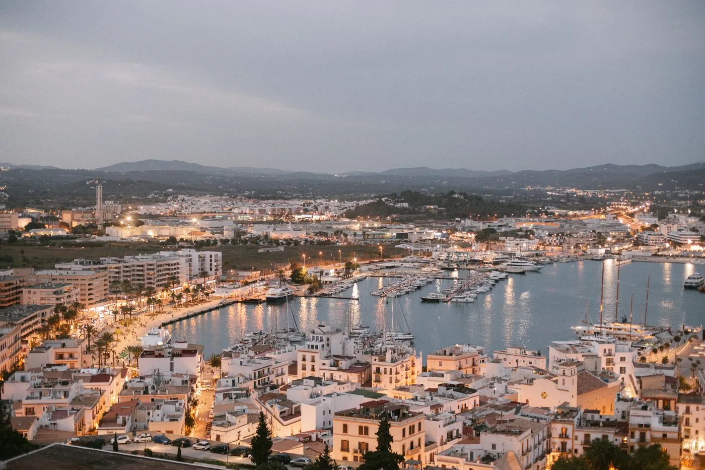 Ibiza coastline at dusk