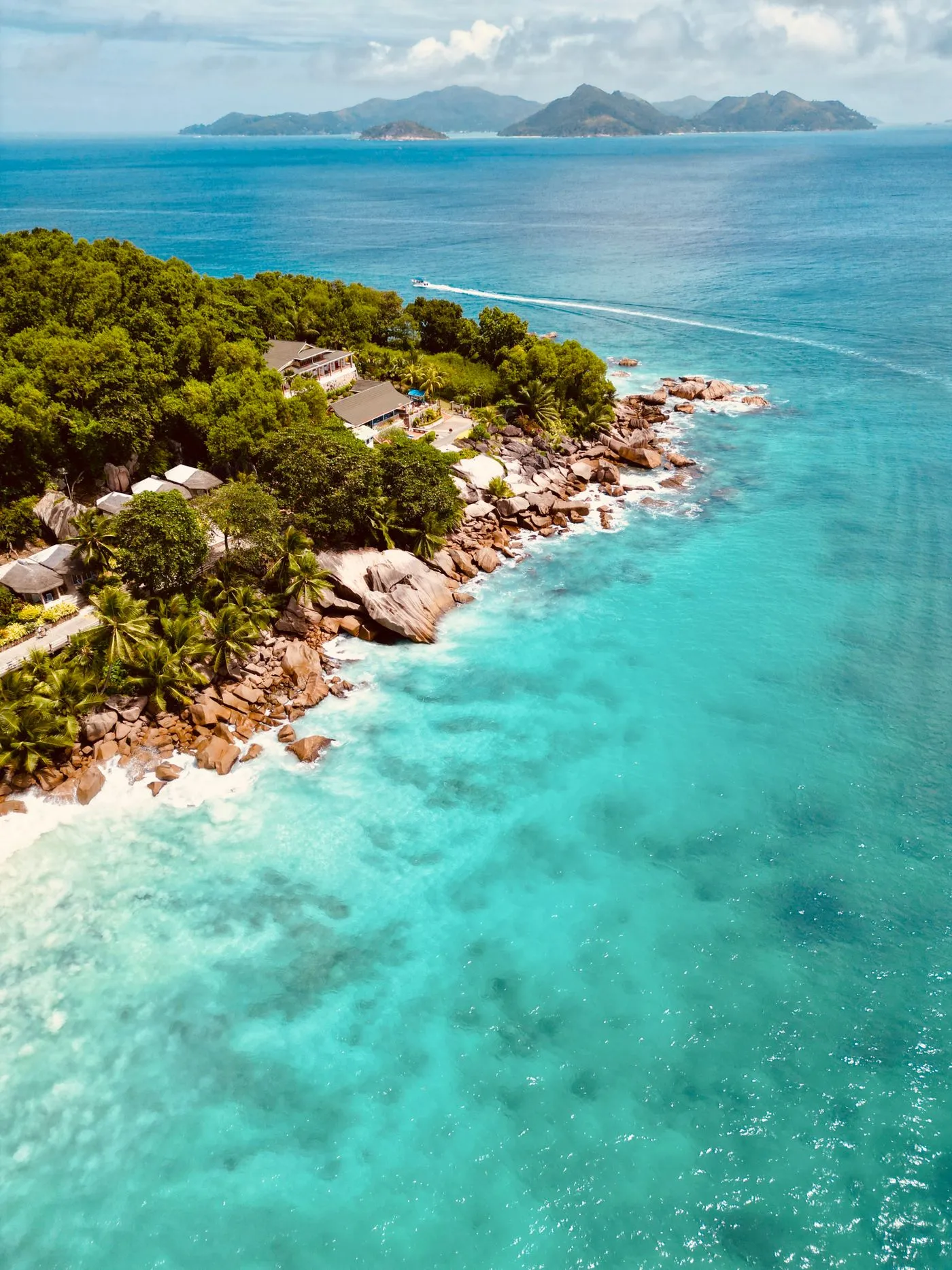 Seychelles coast from the air