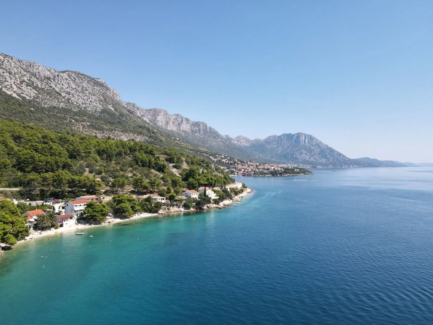 Turquoise Adriatic coastline from the air