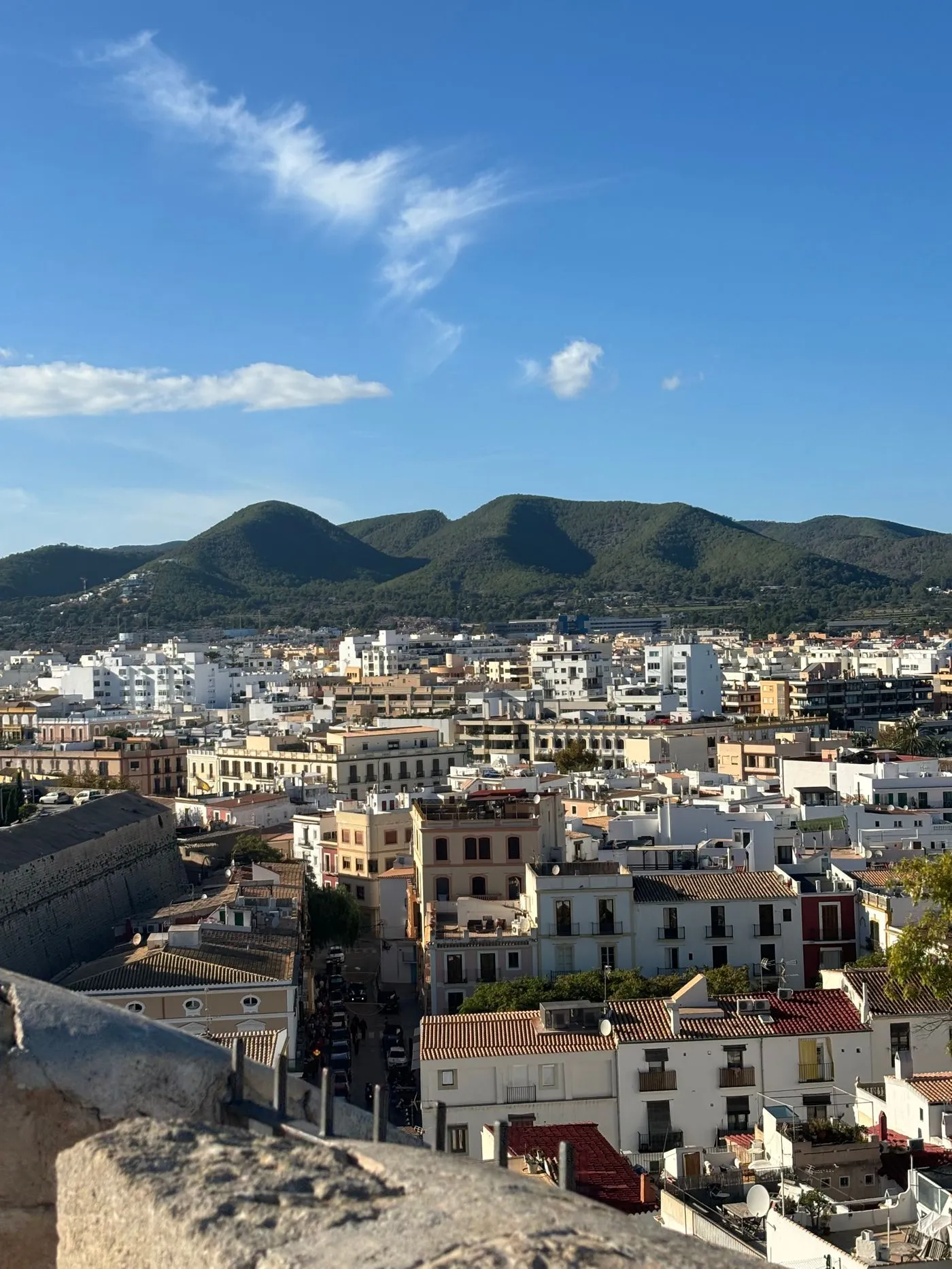Ibiza town and green hills