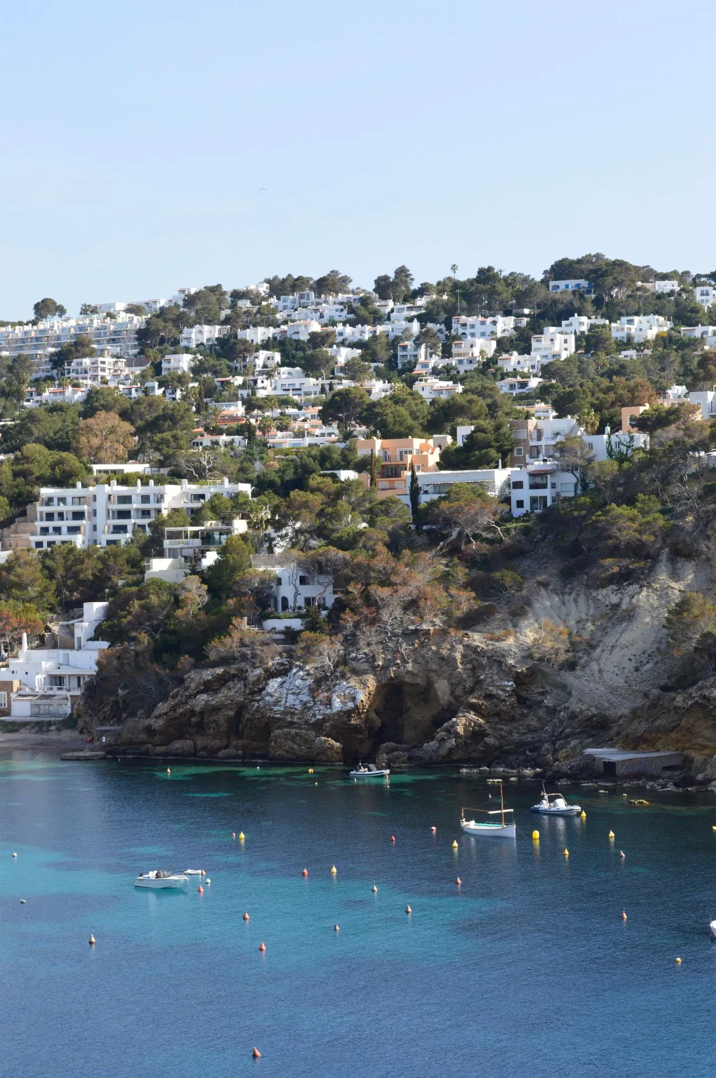 Boats on calm water off the Ibizan coast