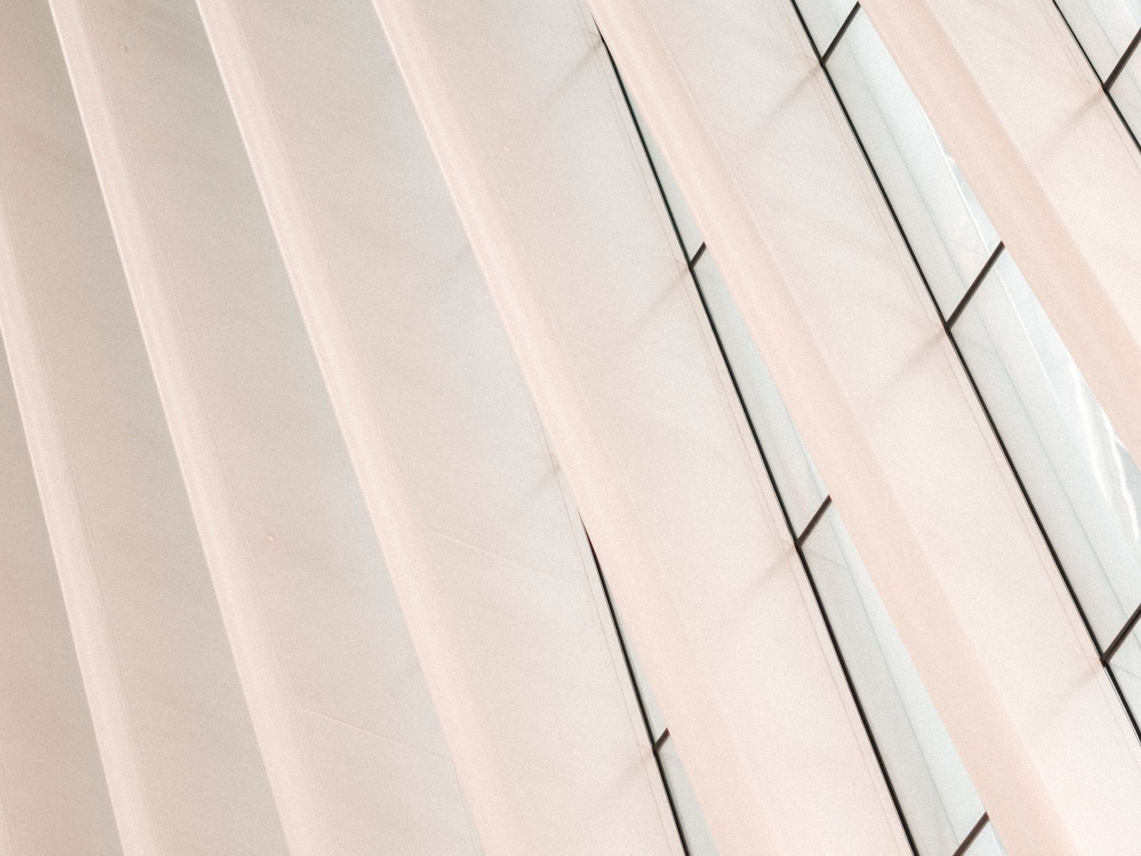 White ribbed glass roof structure seen from below