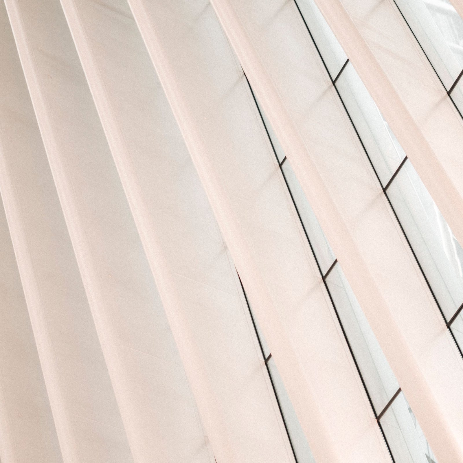 White ribbed glass roof structure seen from below