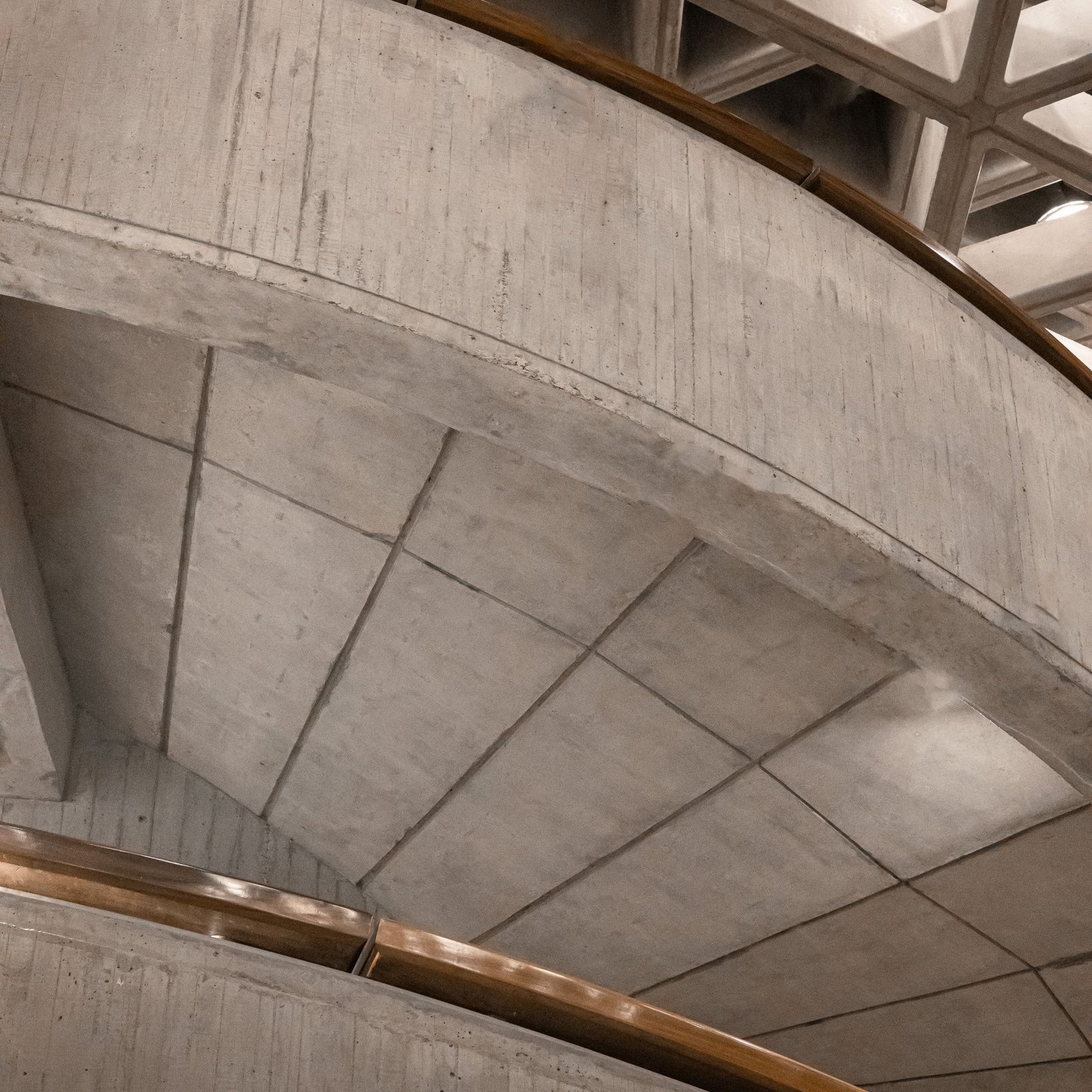 Concrete spiral stair seen from directly above